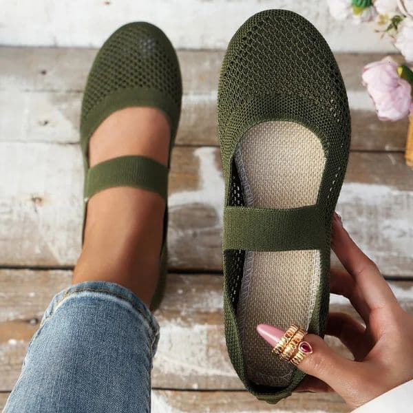 Autumn Womens Fashion Round Toe Flat Non-Slip Womens Shoes Solid Color Mesh Shallow Mouth Slip-On Women Shoes Large Size 250724