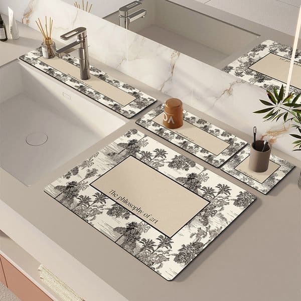 room Luxury Designer Decor Kitchen Countertop - Absorbent Dish Drying Mat For Dining Table, Bar, And Heat Insulation Decoration Home