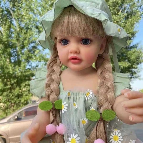 1pcs 55cm Realistic Reborn Baby Doll Soft Vinyl Body Long Blonde Hair Simulation Doll Girl Toddler Companion Toy Festival Gift XJ250730