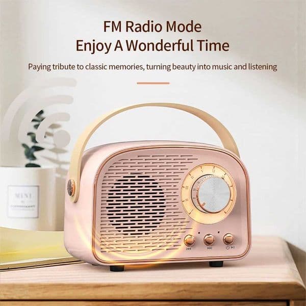 Retro -compatible Speaker Cute Mini Speaker with FM Radio Wireless Speaker with TWS Music Player HiFi Stereo TF USB XJ250731