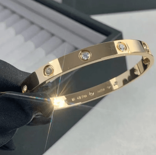 gold bracelet designer for women men bangle three rows dia stone high quality stainless steel jewelry wedding engagement gift