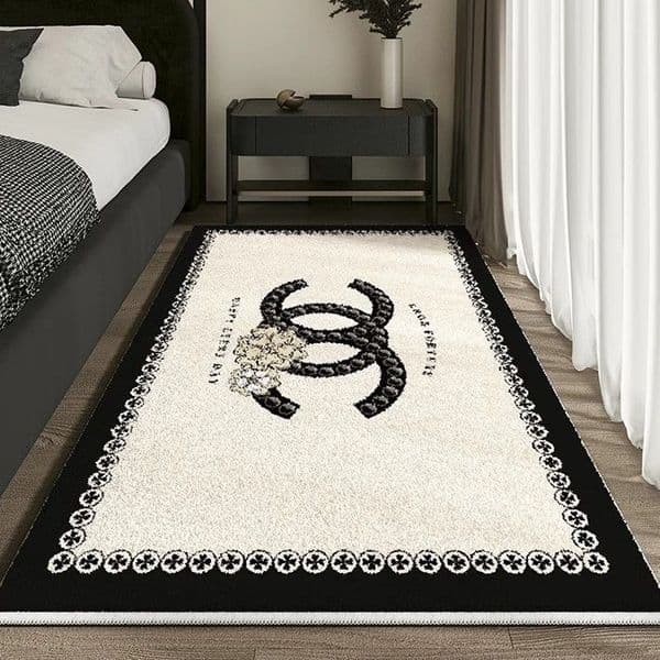 Imitation cashmere bedside blanket new French style small fragrance light luxury high-end feeling waterproof and anti slip floor mat bedroom carpet