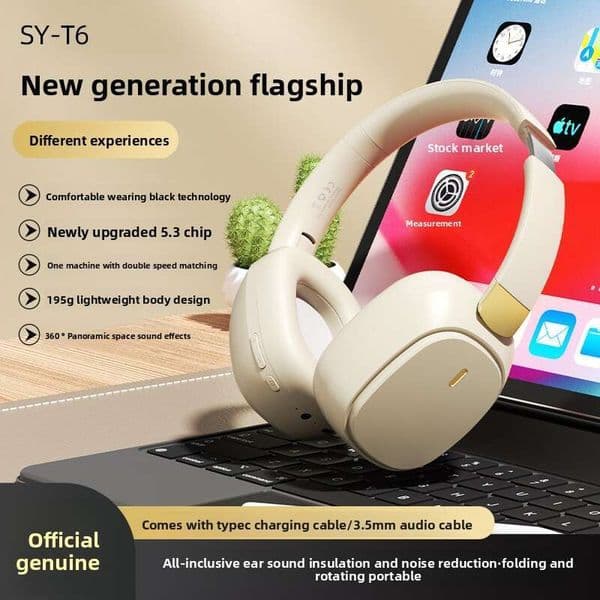 New Over-Ear Wireless Bluetooth Noise-Cancelling Headphones With Long Battery Life For Gaming