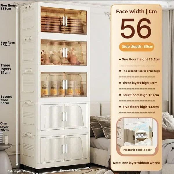 Storage Boxes Foldable Cabinet Without Installation Household Children Wardrobe Clothes Organization Snack Toy Plastic Lockers