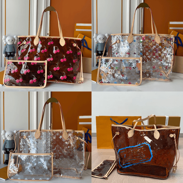 Cherry Handbag Women Designer Vanity Bag Summer Jelly Shopping Bag Clear Beach Bag Transparent Tote Shoulder Bags Luxury Bag Makeup Bag
