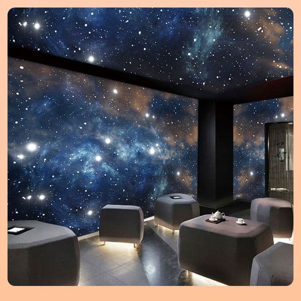 Starry Sky Wallpaper KTV Wallpaper Self Adhesive Ceiling Wall Stickers Universe Space Mural Bar Stickers Internet Cafe Stickers Wall Art 210722