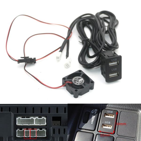 Car Dash Flush Mount Panel 4 6 Pin Dual USB Cooling Fan Cable Adapter for Toyota VW Radio Android Multimedia Player Head Unit