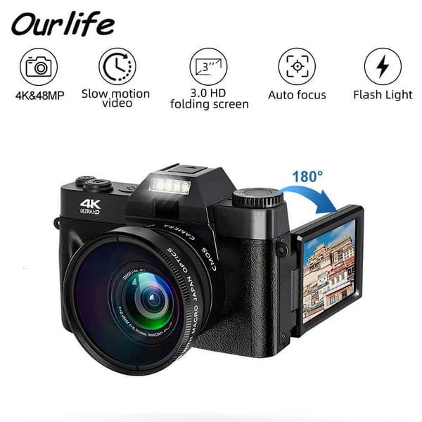 Vintage Digital Camera 16X Digital Zoom 4K WIFI Retro Vlog Recorder YouTube 3.0 Flip Screen Compact Digital Photography Camera T250731