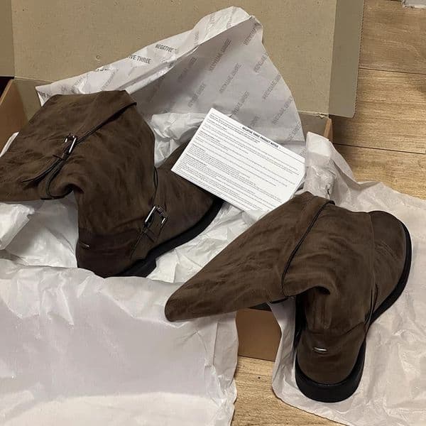 Sheepskin Version Retro Polished Genuine Leather Thick-soled High-top Knight Boots for Chubby Girls, Wide-leg Long Boots