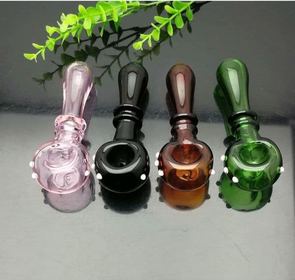 Smoking Pipes Coloured 2-wheel concave glass pipe Glass water hookah Handle Pipes smoking pipes