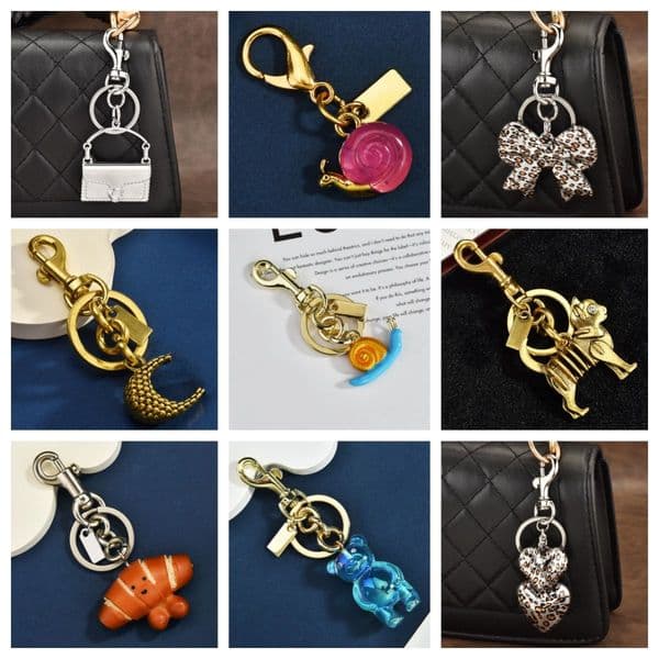 Newest Luxury Designers Keychains Letters Cherry Bag Charm Women Key Rings Keychain Mushrooms Glittery Resin Key Chain Bag accessories
