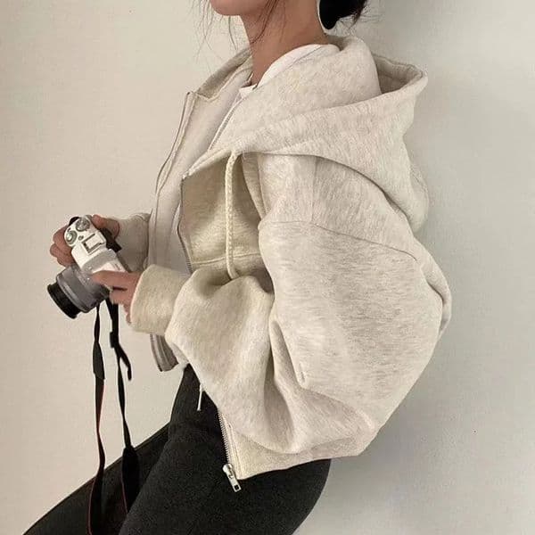 Fashion Zipper Hood Sweatshirt Women Autumn Long Sleeve Crop Tops Casual Y2K Hoodies Streetwear Harajuku Female Jackets Coats 250730BJ