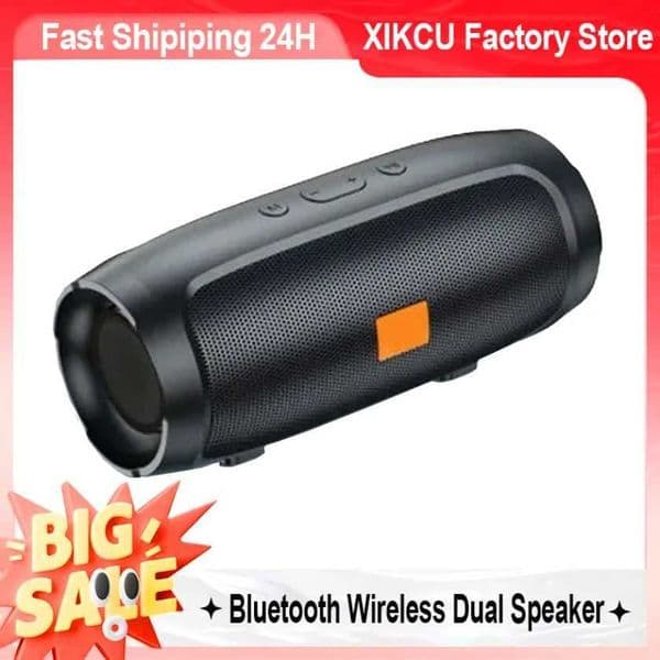 XIKCU Portable Speaker Dual Speaker Stereo Outdoor TF USB Playback FM Voice Broadcasting Subwoofer 50 Wireless Speaker XJ250731
