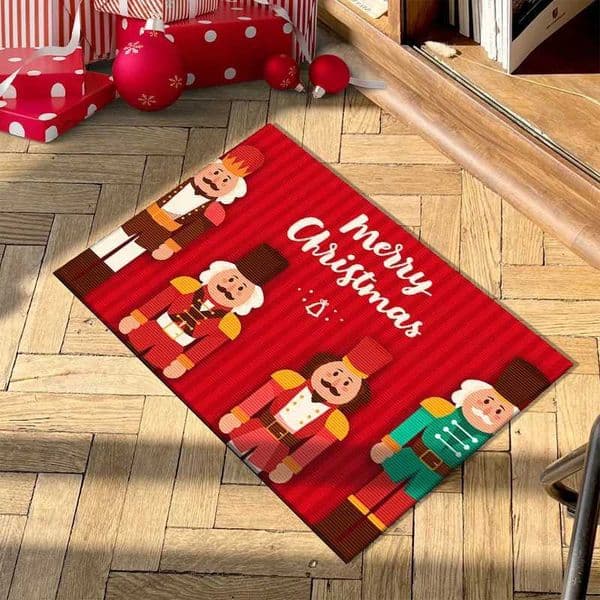 VIKAMA Christmas Nutcracker Crystal Velvet Floor Mat Holiday Decorative Door Entry Floor Rug Coffee Table Carpet Home Decoration X251101