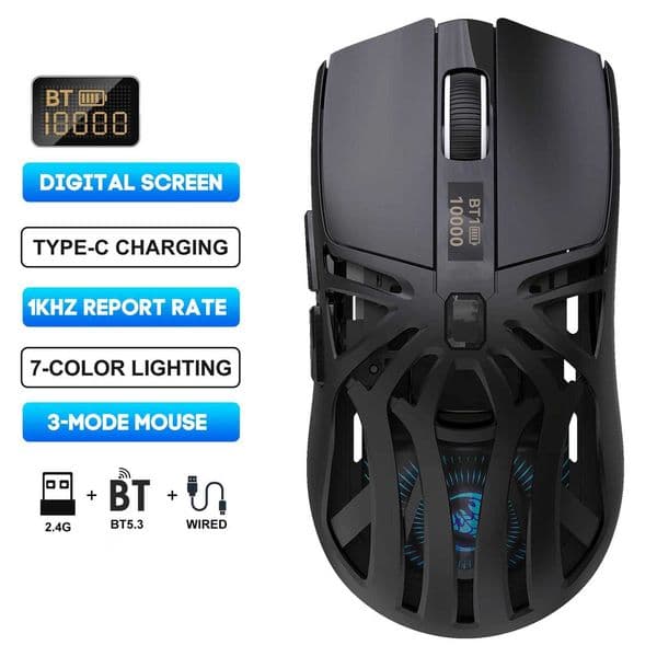 HXSJ T400 3mode wireless optical mouse 1000HZ lightweight 500mAh rechargeable USBtype C Gaming office mouse for pc laptop X251101
