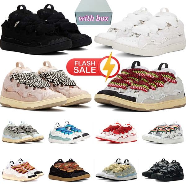 with box designer shoes sneakers for men women white ivory black leather mens trainers runners chaussure luxury platform shoe