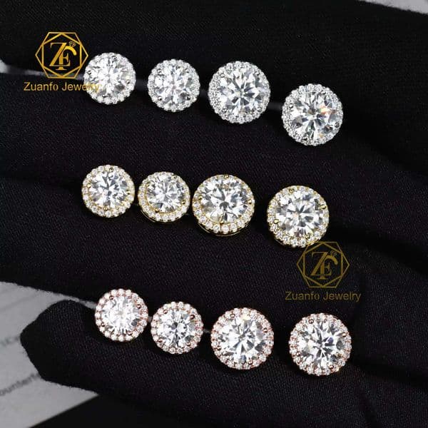 Diamond Tester 925 Silver 6.5mm 8mm Round Brilliant Cut D VVS Moissanite Halo Earrings for Women Pass Product