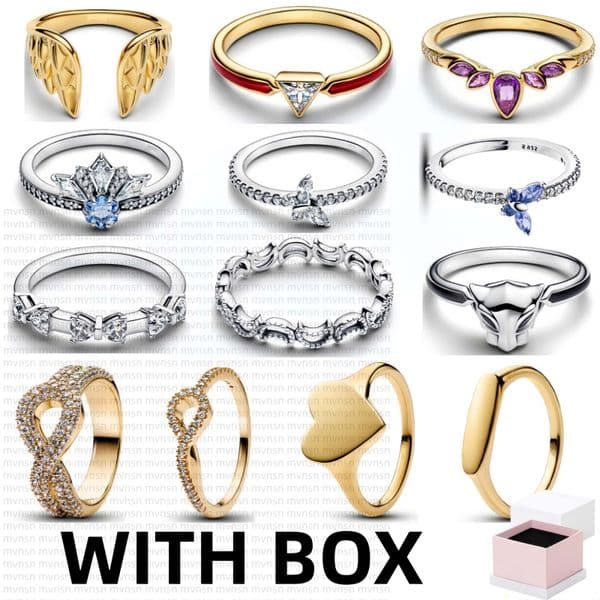 NEW Ring gold designer Rings for women Frozen Queen Anna Elsas Tiara Ring Wedding rings with box 925 Silver Crescent Moon Ring Luxury Jewelry Christmas Gifts
