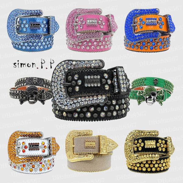 Classic Bb Simon belt designer Y2K belt women's hip hop crystal diamond belt men's fashion trend rhinestone belt shiny PU belt jeans belt 43 colors personality wear