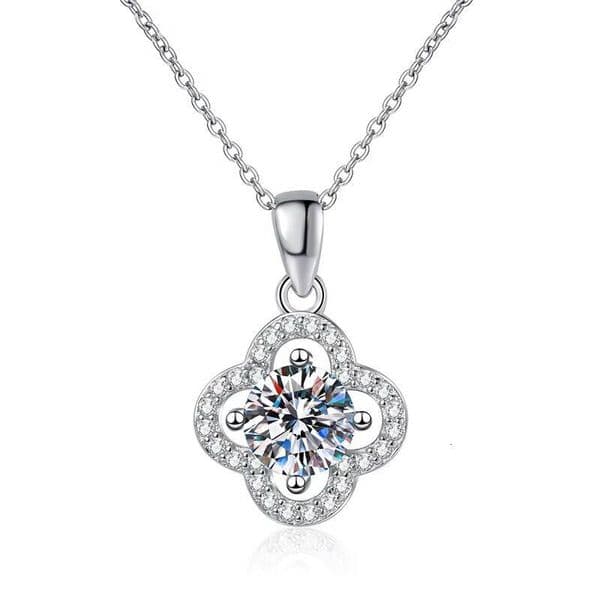 VVS D 1ct Four Clover 925 Sterling Silver Necklace Moissanite Pendant Fine Jewelry Necklaces