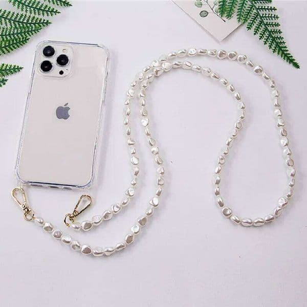 DIY Pearl Chain Crossbody Strap Shockproof Acrylic Lanyard Phone Case For Iphone 16 14 13 12 PRO 15 Pro Max X XS 7 8 Plus Iphone 17 Pro Case Designer Phone Case
