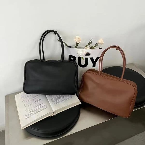 2025 bag genuine leather women briefcase handbag fashion retro boston wallet bowling shoulder hobo 251030