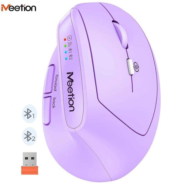 Meetion Mishen RightHanded Ergonomic Vertical Wireless Mouse Black Light Version Rechargeable Btm008 DPI 2400 Bluetooth X251101