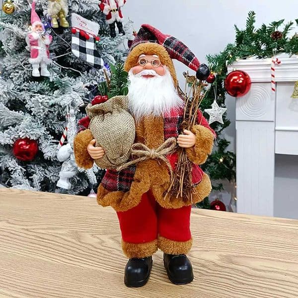 Christmas Sitting Standing Santa Claus Figurines Doll Cute 12inch Xmas Tree Party Ornament Table Office Fireplace Home DecorXJ251101