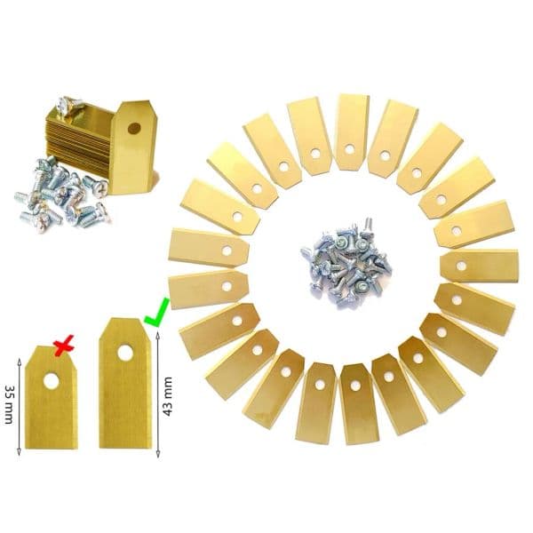 Premium Replacement Blade For Robotic Lawnmower Set, 43 Mm Long, Titanium Coating For Up To 40% More Mowing Time
