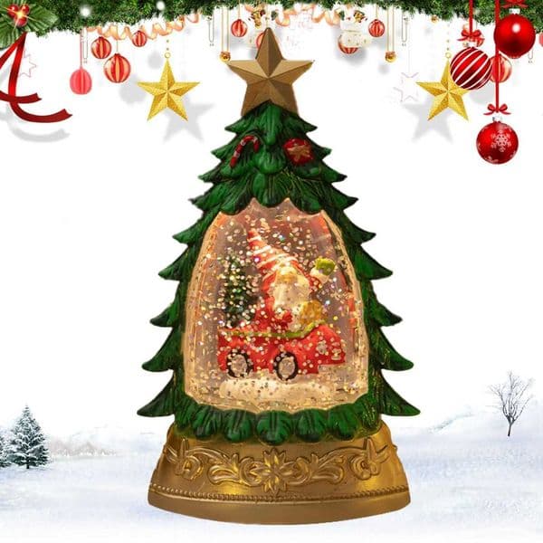NEW Christmas Snow Globe Lantern Christmas Tree Shape Snow Globe Water Lantern Battery Operated Lighted Lantern For HomeXJ251101