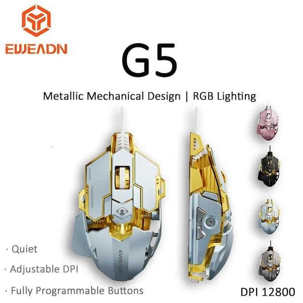 EWEADN G5 Wired Metal Silent Gaming Mouse DPI 12800 Mechanical Feel Macro Programmable for PC Laptop Gaming Office X251101