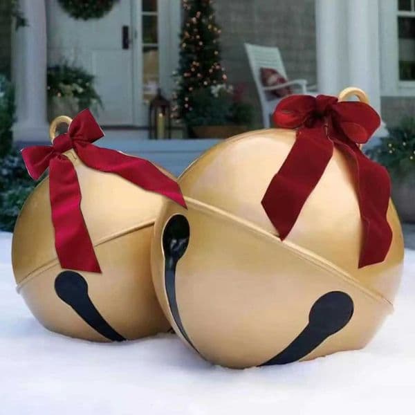 1PC Inflatable Christmas Ball 4560cm Large Bell Shape Hanging Ornament For Outdoor Yard Garden Holiday DecorationsXJ251101
