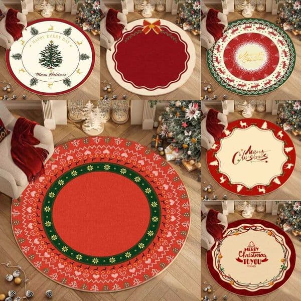 1pcs Merry Christmas Round Rug AntiSlip Rug for Living Room and Bedroom Mats Christmas Tree in Bedroom Home Festive Party Rug X251101