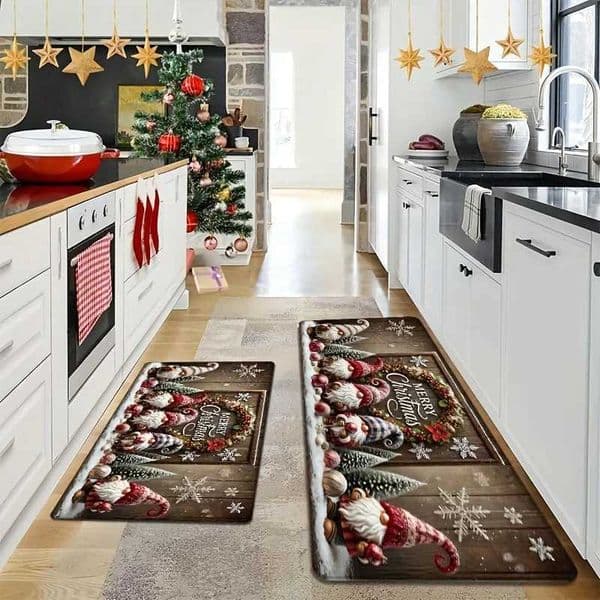 VIKAMA 12Pcs Christmas Kitchen Hallway Runner Rug Snow Man Soft Floor Mats Cushioned Comfort Washable Non Slip Rugs Home Decor X251101