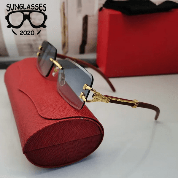 9752025 Designer Glasses Woman Sunglasses for Mens Wood Eyeglasses Gold Frame Leopard Head Metal Screwdriver Sunglass Frames Green Wooden Carving With box