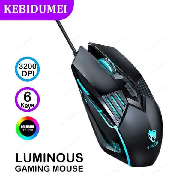 USB Wired Mouse RGB Lighting Effect Mouse Gaming Mouse 6 Keys 3600 DPI Ergonomic Mice Plug and Play For Windows Mac OS Laptop X251101