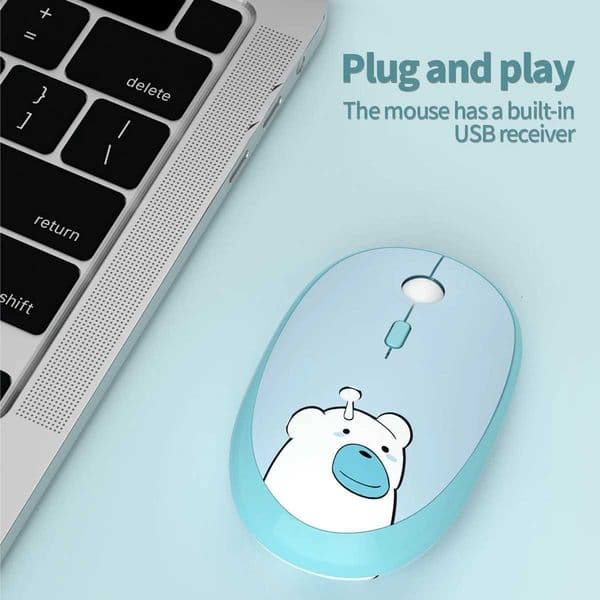 GEEZER Wireless Connection Cute Bear Pattern Silent for Office Multiple Color Options M2 Mouse X251101