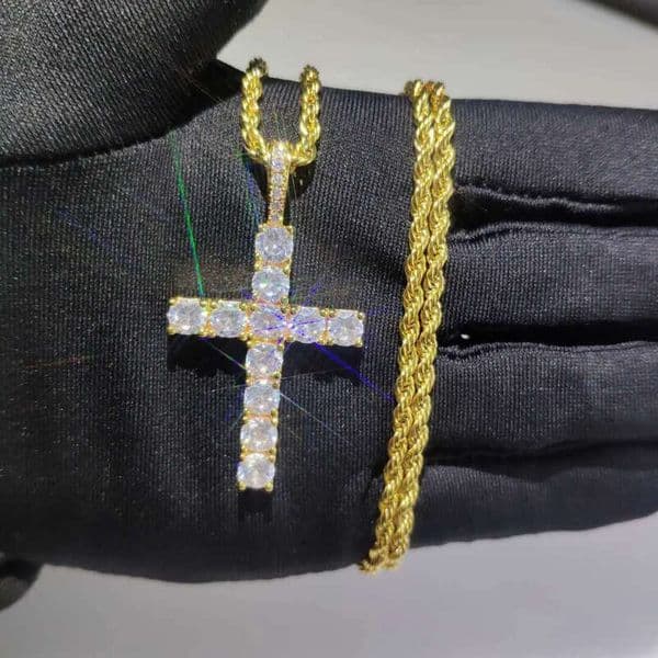TopBg 5A Zircon Cross Pendants Necklace Platinum Plated Men Women Lover Gift Couple Religious Jewelry