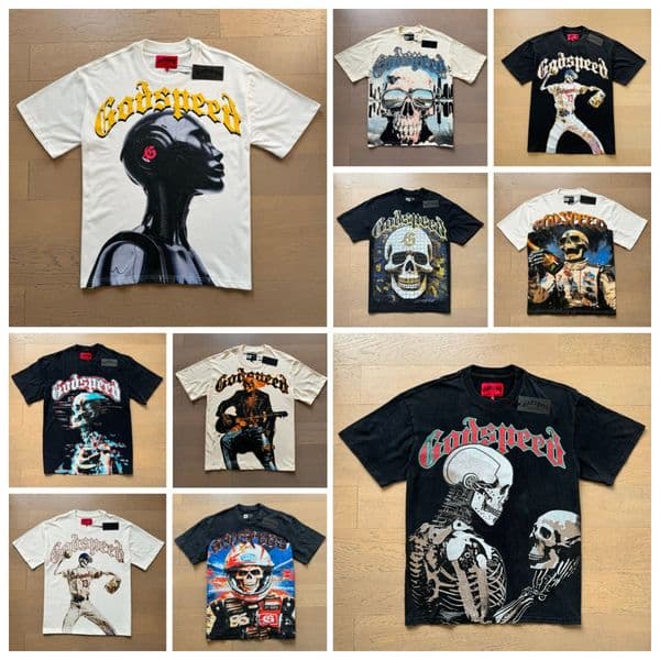 Designer Men's T Shirt Y2K Shirts Godspeed High Quality Womens Hip Hop Letter Graphics Print Baggy Casual Harajuku Gothic Short Sleeves Size S-XL