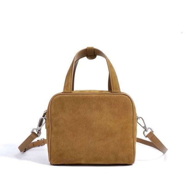 Retro Frosted Genuine Leather Woman Shoulder Bowling Handbags Suede Lady Daily Purses Casual Small Female Tote Bags 251030 Suotong1030