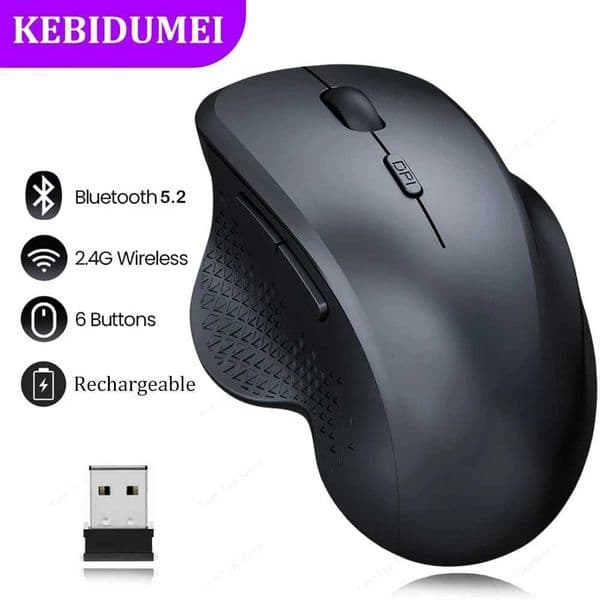 Bluetooth 52 Mouse 24G Wireless Mouse 6 Keys DualMode Rechargeable Gaming Mouse 1600DPI Optical Mouse For PC Laptop Tablet X251101
