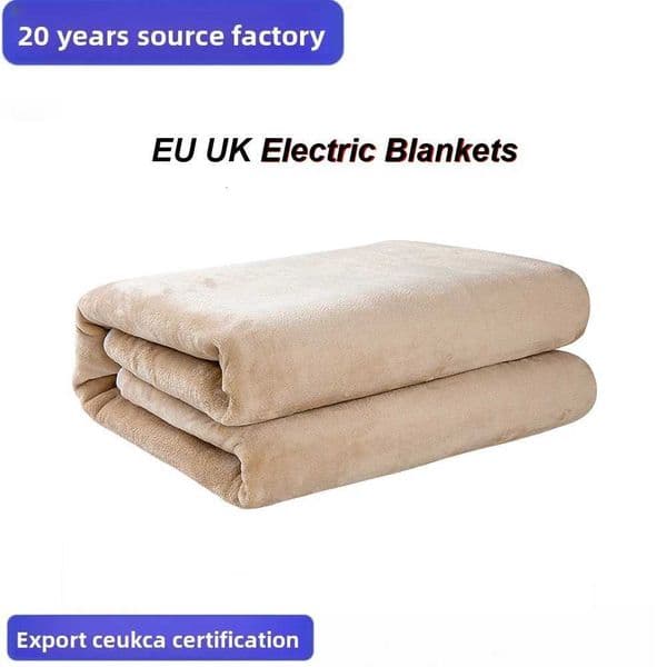 Khaki Heated Blanket with UK EU Plug Safety Certified Single Double Size Moisture Proof Electric Warming Blanket for Home Use X251101