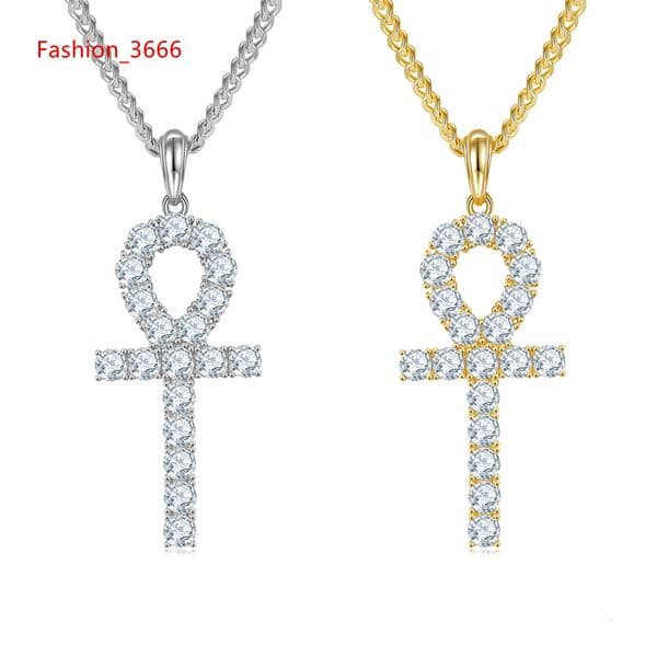 Hip Hop Style 925 Sterling Silver 3mm 4mm Vvs Moissanite Diamond Cross Pendant Mens Necklace Jewelry