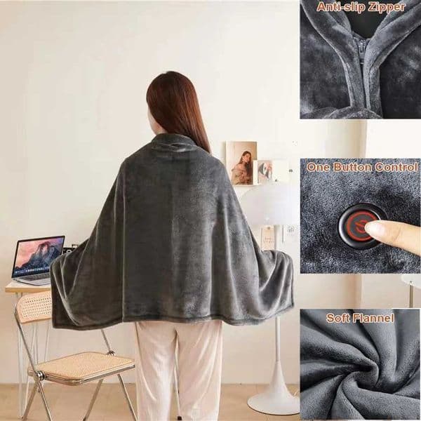 2026 Wearable Electric Shawl 3 Level Throw Blanket 5V USB Charging Coral Velvet 8 Heated Areas Fast Heating X251101 Free Shipping