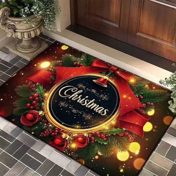 Merry Christmas Carpet Bathroom Mat Anti Slip and Retro Absorbent Mat Door Mat New Year Party Red Home Decoration Carpet X251101