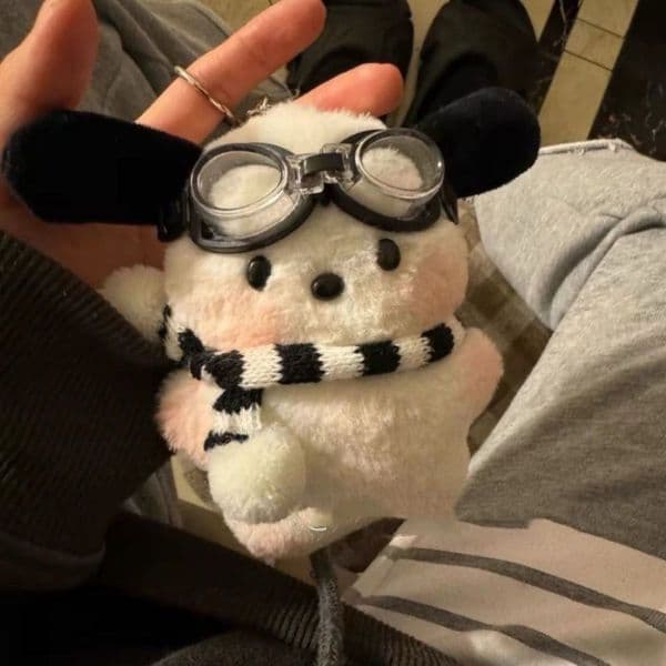 Pilot Pochacco Plush Keychain Ins Style Cute Bag Pendant Plush Toy Backpack Puppy Pendant