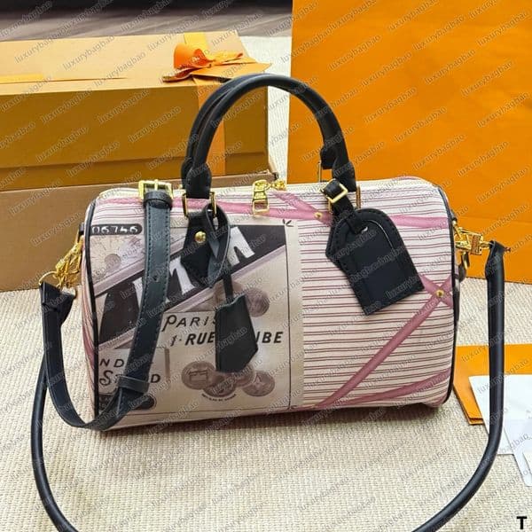 Designer Classic Bags Women Mini Duffel Bags White Brown Black Letter Travel Bags Flower Print Totes Keepall Handbags Leather Soft Shoulder Bags Mini Travel Totes