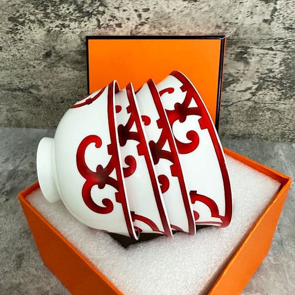 Bowls 4 Pcs Ceramic Tableware Porcelain Ramen Soup Bowl Chinese Rice Luxury Pattern Vintage Dinnerware Drop Delivery Home Garden Kitch