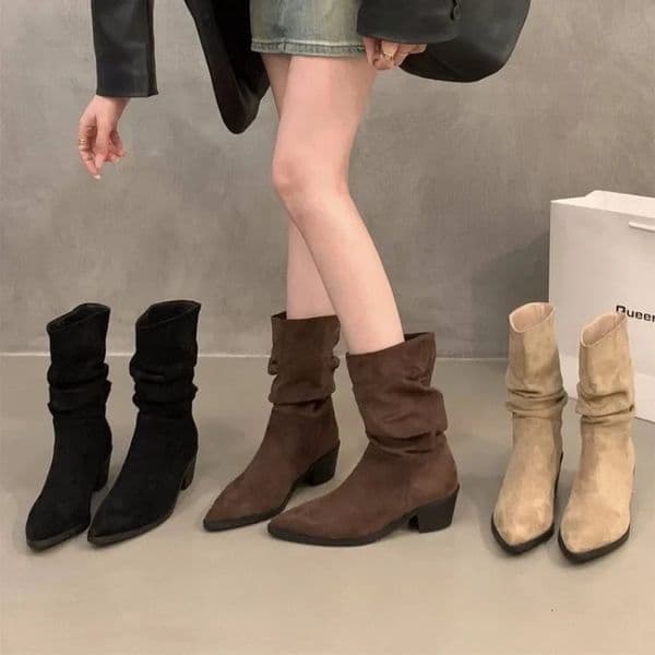 Vintage Pointed Toe Women Ankle Boots Fashion Elegant Soft Suede Shoes Autumn Winter Low Heel Womens Short Booties D423 251031