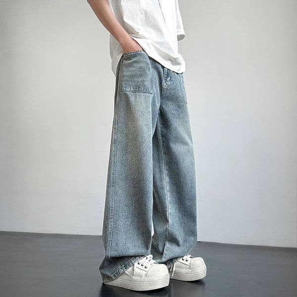 2025 Retro Washed StraightLeg Jeans For Men High Street Fashion Baggy Denim Pantalones Hombre Hip Hop Distressed Y2K Jean 251103